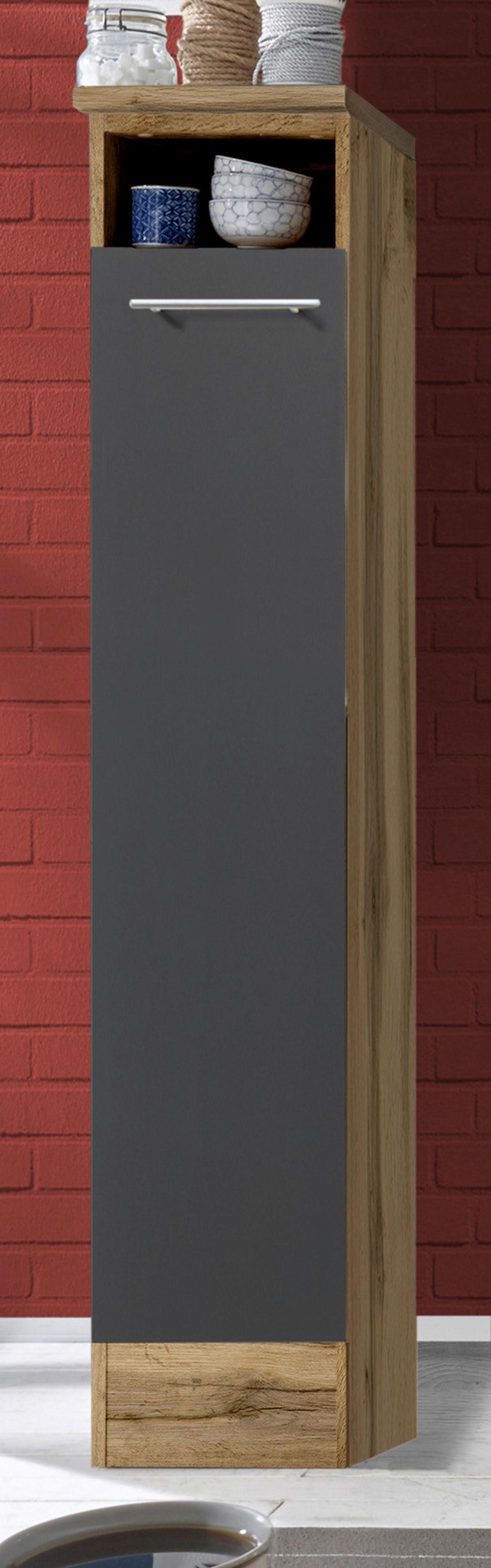 Küchenzeile ohne Geräte B: 310 cm Grau/Wildeiche Dekor - Wildeiche/Grau, Basics, Holzwerkstoff (310cm) - Respekta