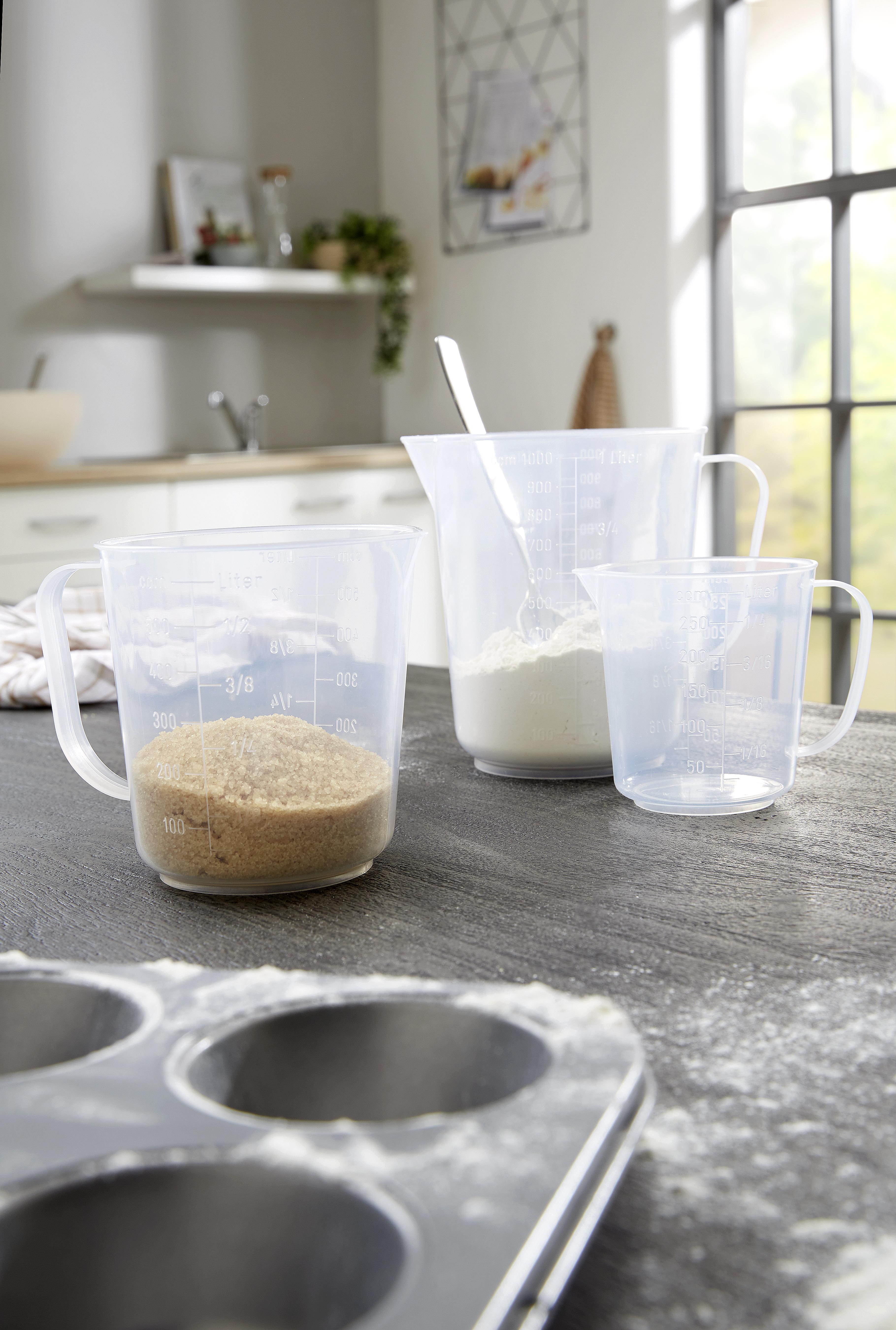 Messbecher Elsie 3er-set Inhalt Max. 0,25/0,5/1 L - Transparent, KONVENTIONELL, Kunststoff (17/12,5/20,6cm)
