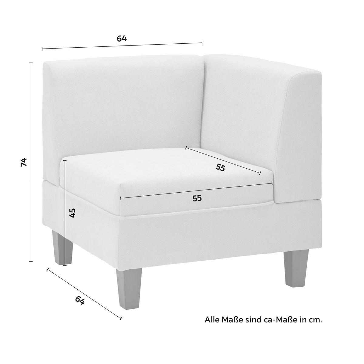 Rohový díl pohovky Lima světlešedá - černá/světle šedá, Moderní, dřevo/textil (64/74/64cm) - Bessagi Home