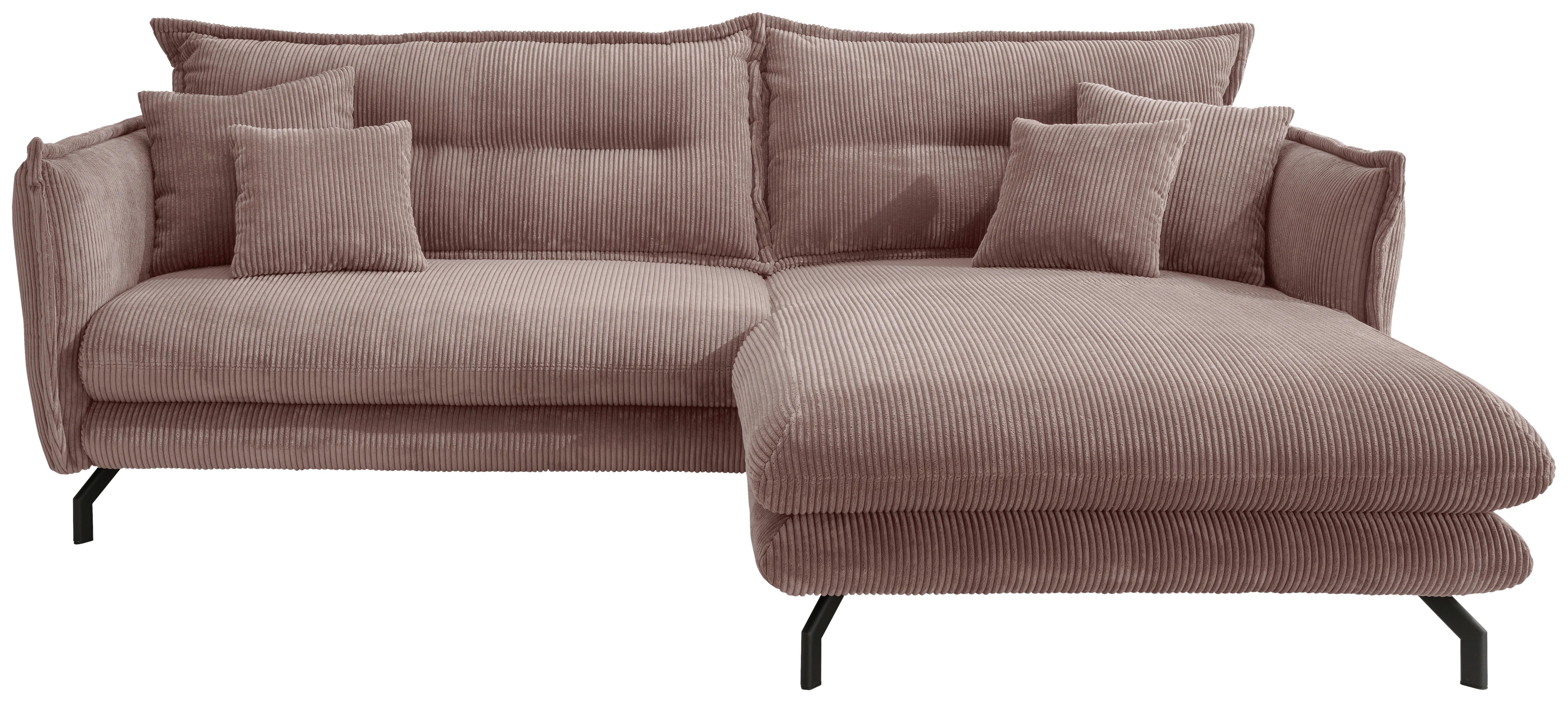 Ecksofa Lava Rosa S: 255/180 cm - Schwarz/Rosa, MODERN, Textil (255/180cm) - Livetastic