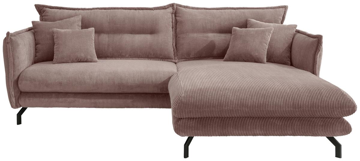 Ecksofa Lava Rosa S: 255/180 cm - Schwarz/Rosa, MODERN, Textil (255/180cm) - Livetastic