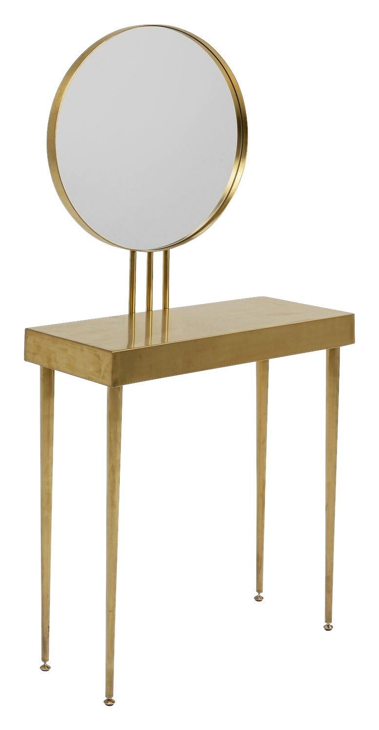 Schminktisch Curve -Trend- - Messingfarben/Goldfarben, Trend, Glas/Metall (70/32/153cm) - Kare-Design