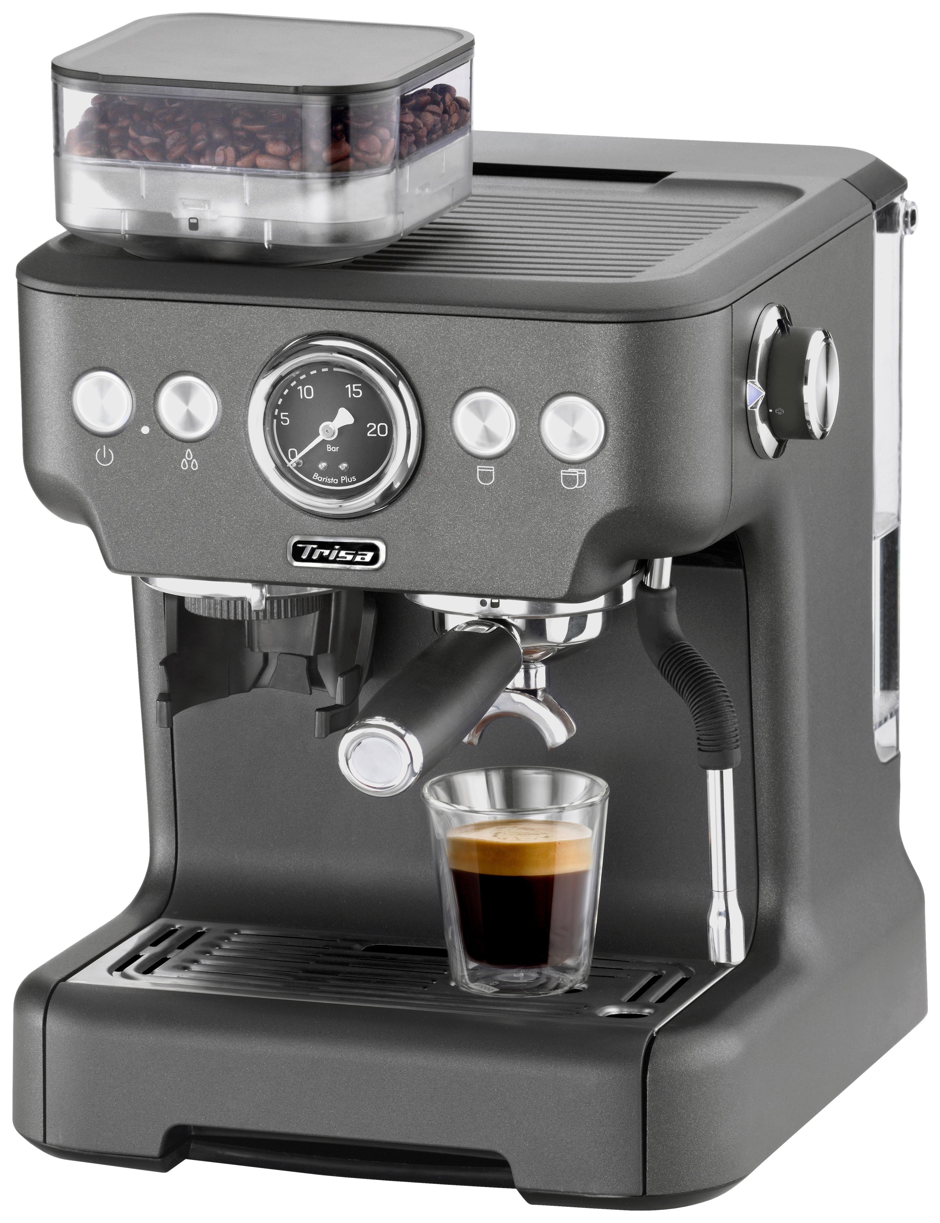 Espressomaschine Barista Plus 20 Bar 2,7 L Für 2 Tassen - Akaziefarben, Basics, Metall (32,5/41/28cm) - Trisa Electronics