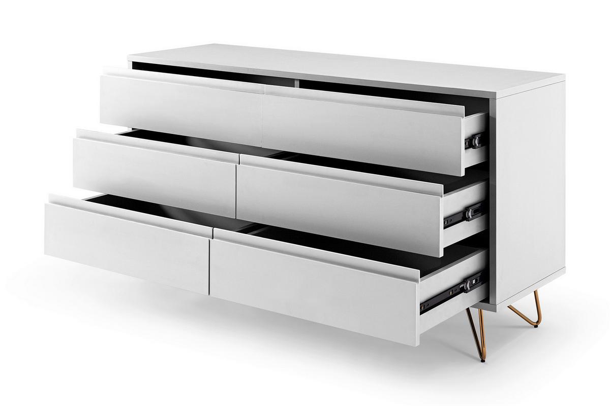 Kommode Weiß B: 120cm - Messingfarben/Weiß, Design, Holzwerkstoff (120/70/40cm) - Livetastic