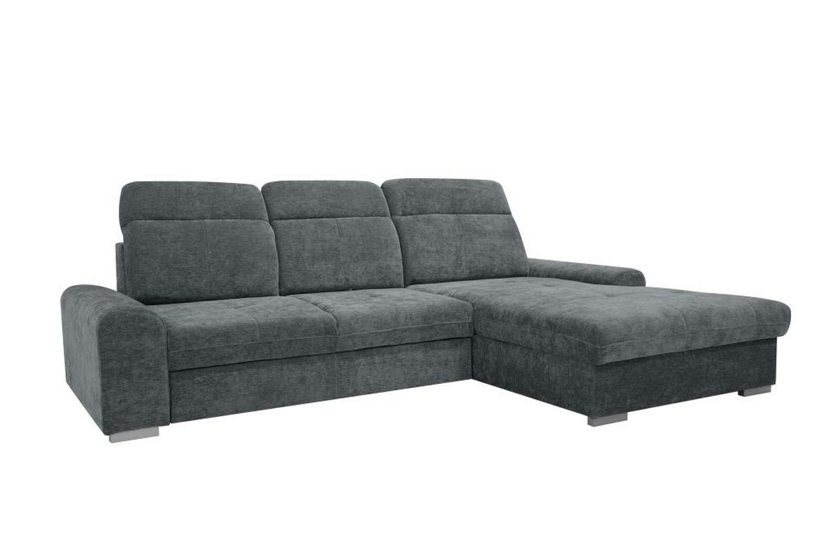 Rohová sedačka MALAGA, pravá, šedá žinylka - šedá/barvy chromu, Konvenční, kov/dřevo (286/203cm) - Ondega
