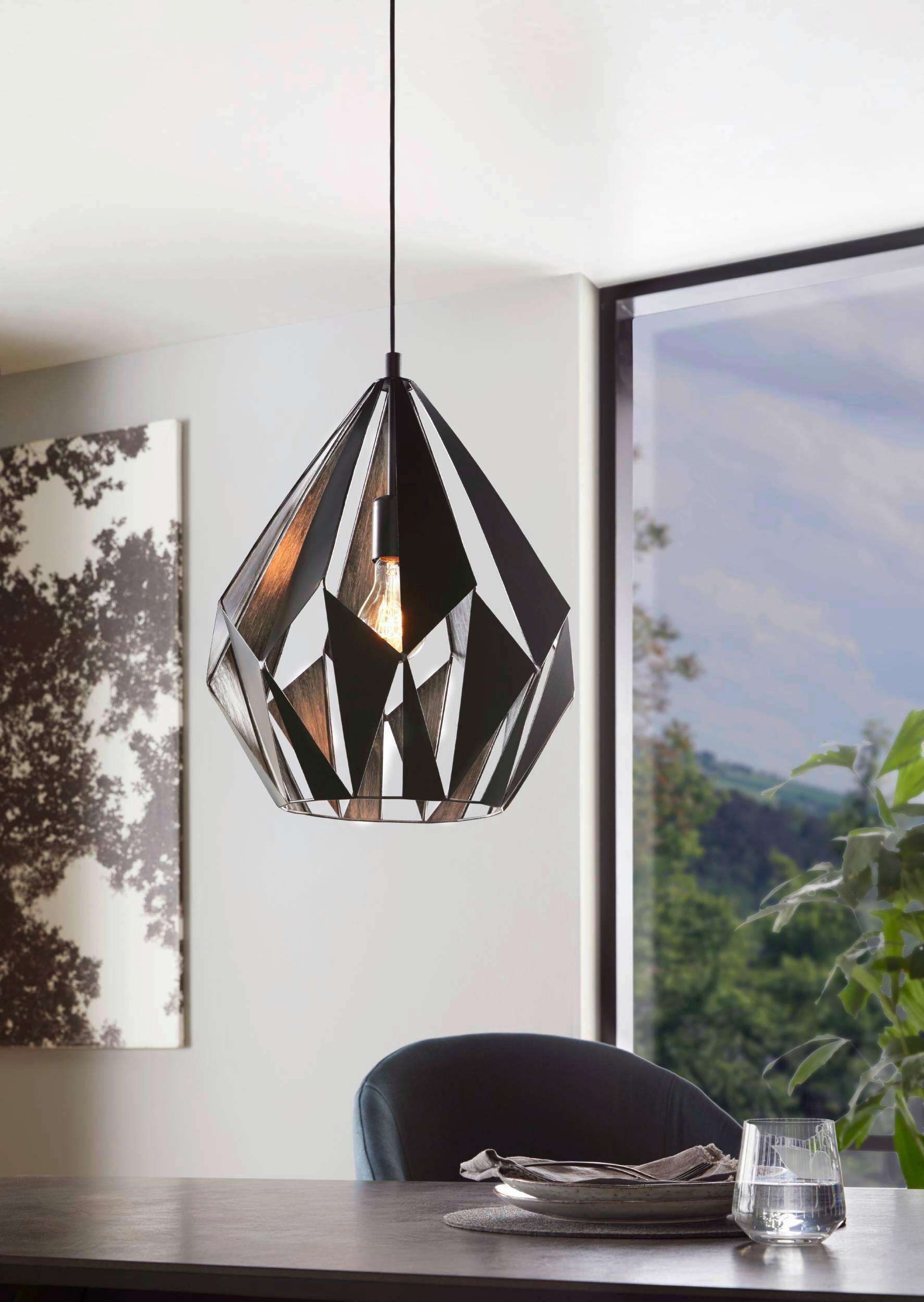 Hängeleuchte 49879_carlton 1 - Silberfarben/Schwarz, Design, Metall (38,5/150cm) - Eglo