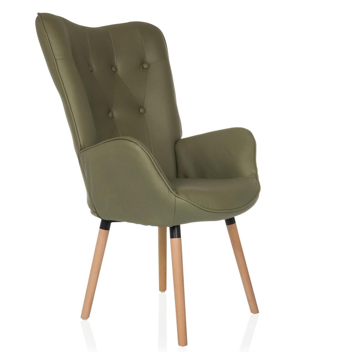 Ohrensessel Havenio I Grün B: 70 cm - Buchefarben/Grün, MODERN, Textil (70/106/75cm) - MID.YOU