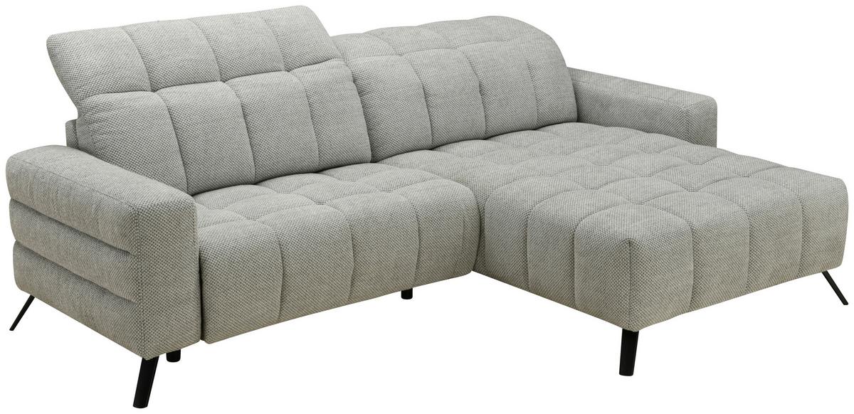 Ecksofa Milano Microfaser Hellgrau, B: 256 Cm - Hellgrau/Schwarz, MODERN, Holz/Textil (256/106cm) - Luca Bessoni