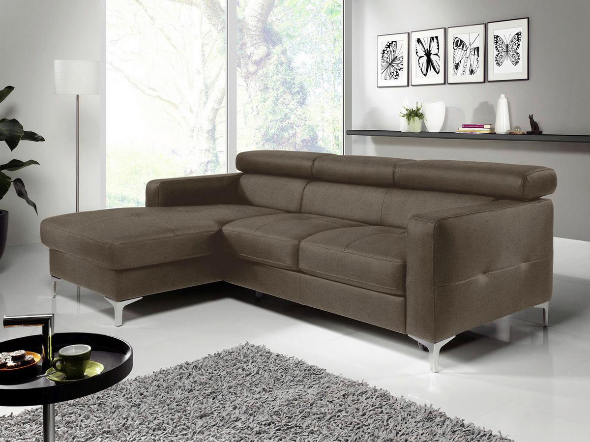 Ecksofa Mit Schlaffunktion Sammy Braun - Chromfarben/Braun, Design, Textil (169/226cm) - Livetastic