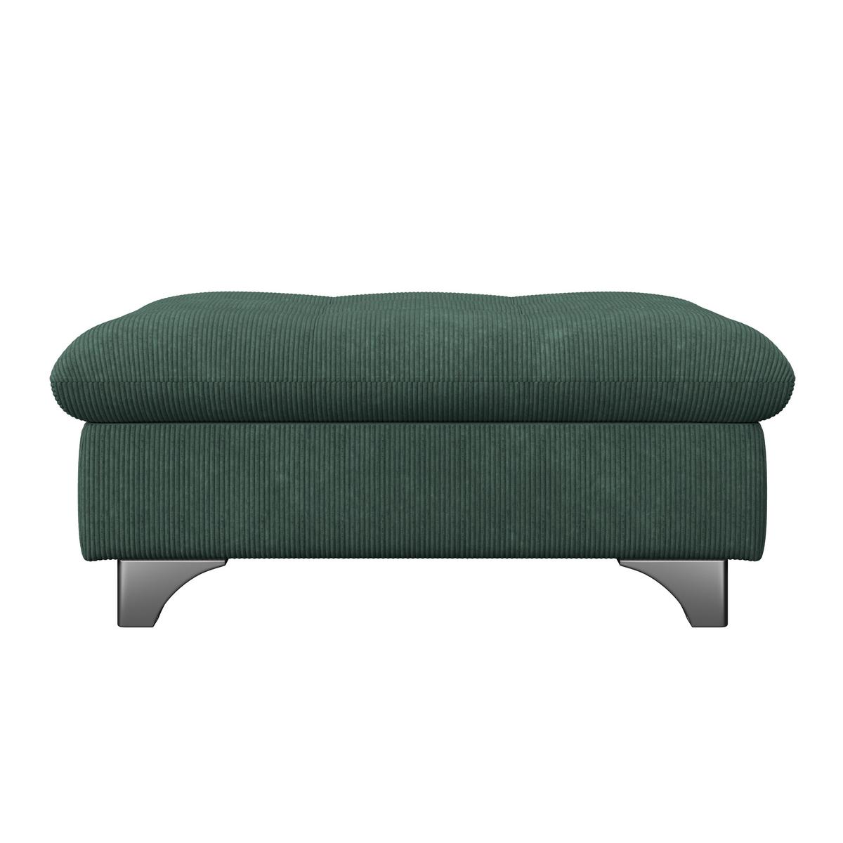 Hocker Gemini Waldgrün, B: 108cm - Waldgrün/Chromfarben, KONVENTIONELL, Textil (108/46/108cm)