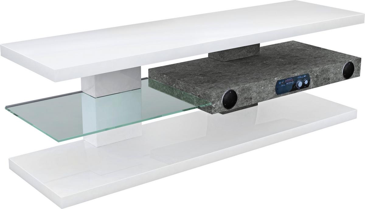 Phonotisch Adriano B: 140 cm Weiß, Glas - Weiß, MODERN, Glas/Holzwerkstoff (140/45/39cm)