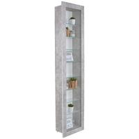 Hängevitrine Boni B: 42 cm Betonoptik/Weiß - Weiß/Grau, MODERN, Glas/Holzwerkstoff (42/168,5/17cm)