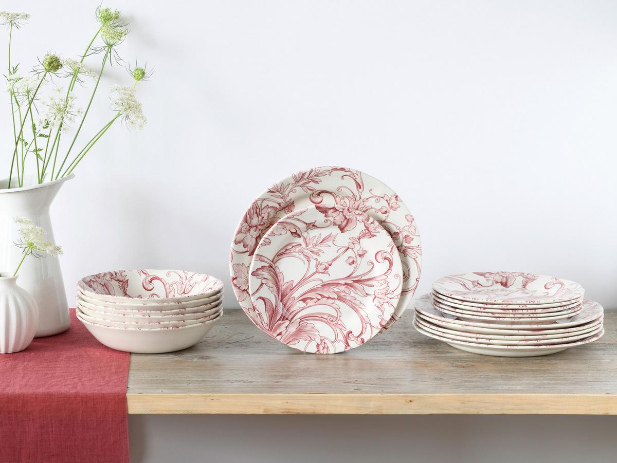 Tafelservice Venecia Rot Weiß, Altrosa L: 31 Cm - Altrosa/Weiß, Basics, Keramik (31/30/32cm) - Creatable