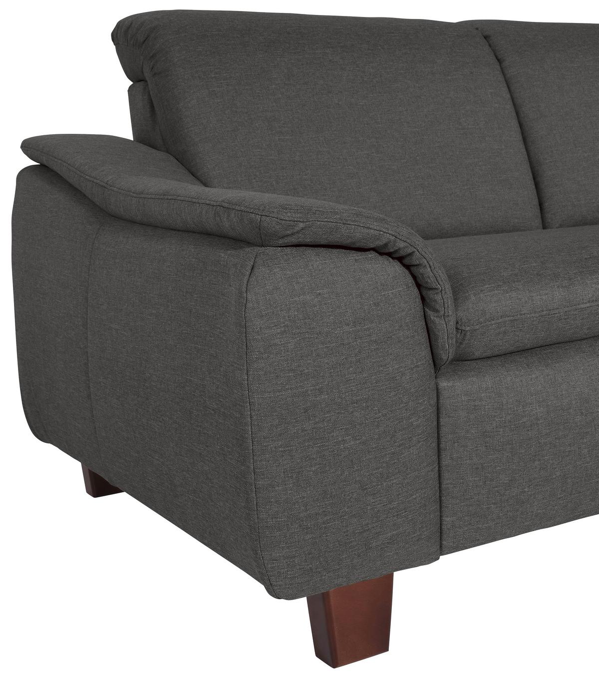 Ecksofa Aaron Anthrazit Flachgewebe - Anthrazit/Nussbaumfarben, Design, Textil (247/187cm) - Max Winzer
