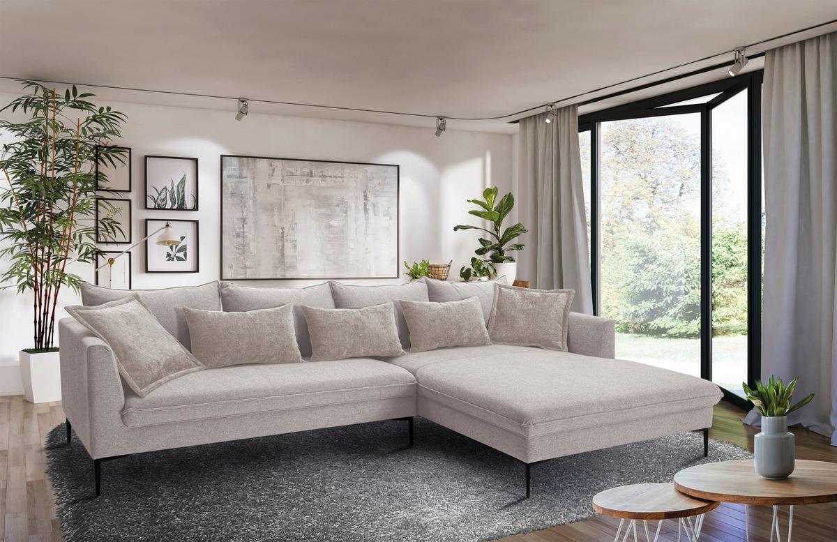 Ecksofa Piazza Beige S: 321x187 cm - Beige/Schwarz, Design, Textil (321/187cm) - Livetastic