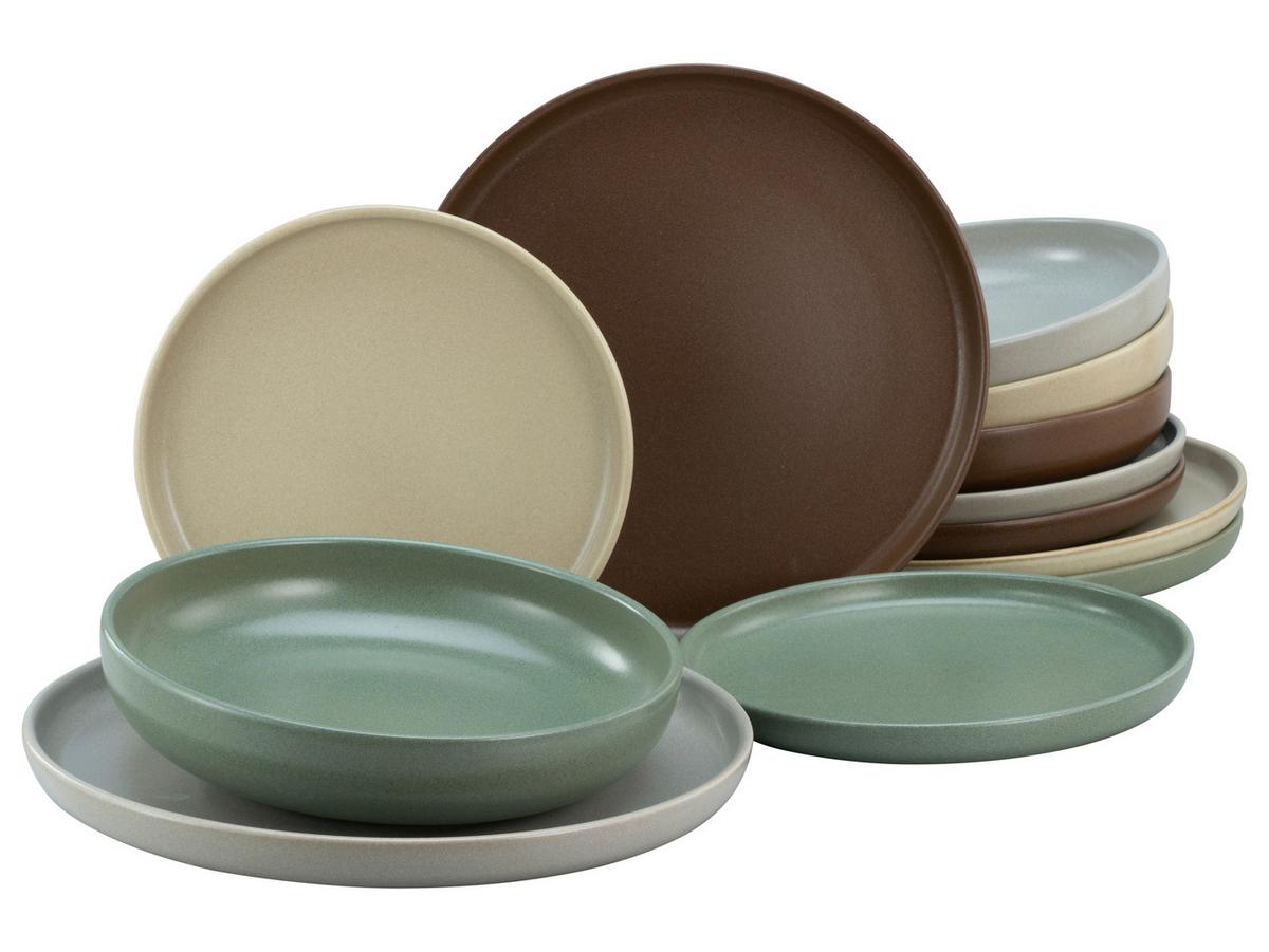 Jedálenský servis UNO NATURAL, 12-dielny - viacfarebná, Konventionell, keramika - Creatable
