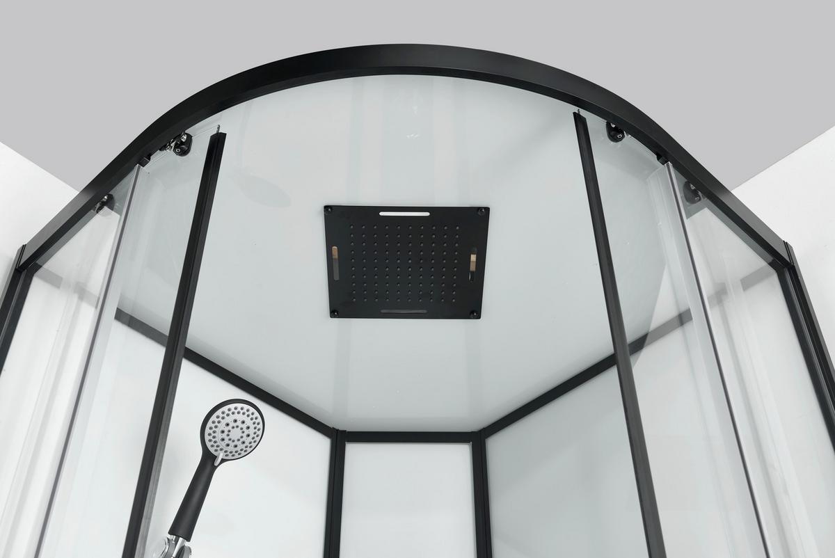 Sprchový kút s LED, Bluetooth, rádiom, čierna - priehľadné/čierna, plast/sklo (90/90/225cm) - Sanotechnik