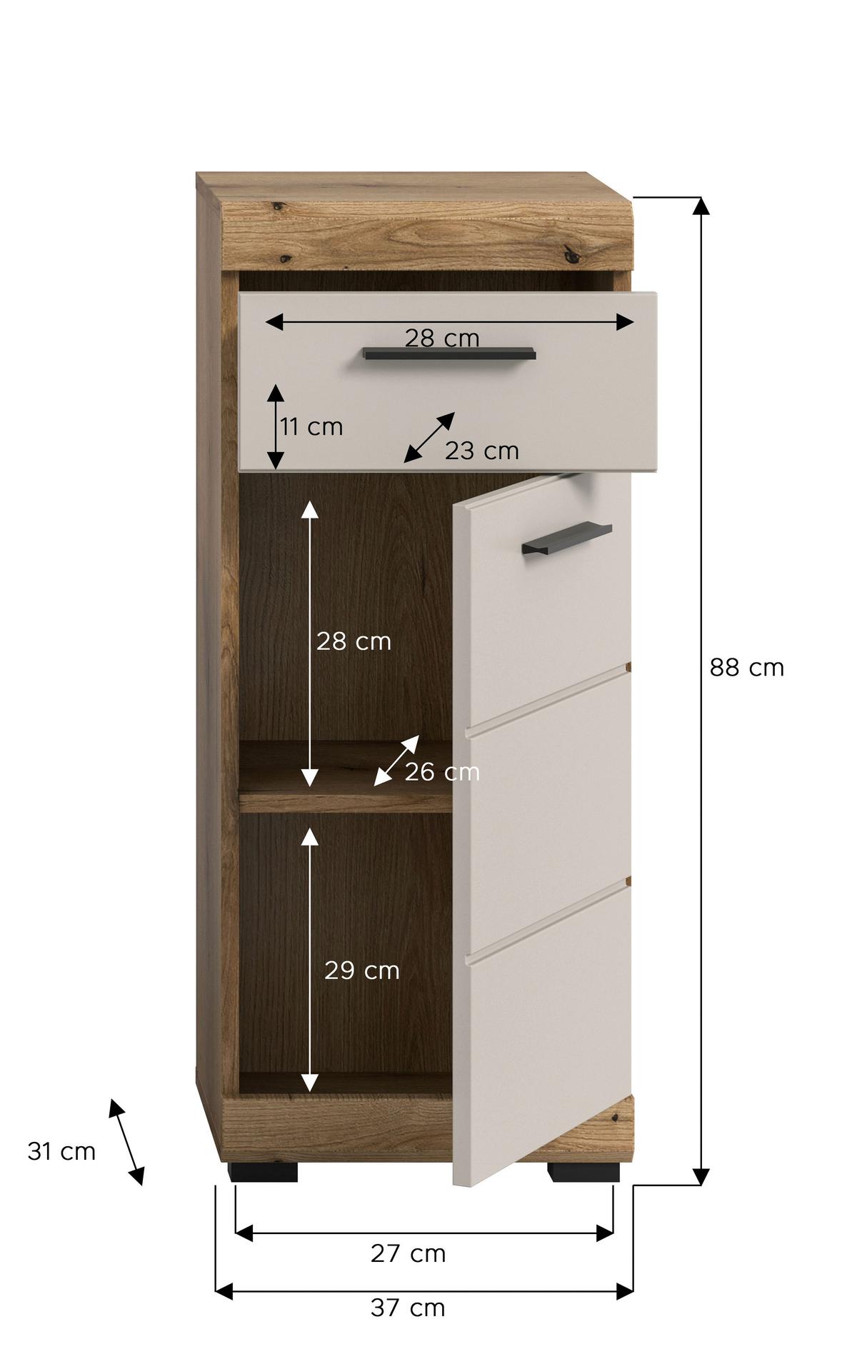 Midischrank Scout Kaschmir/Naturfarben B: 37 cm - Kaschmir/Naturfarben, MODERN, Holzwerkstoff (37/88/31cm) - MID.YOU