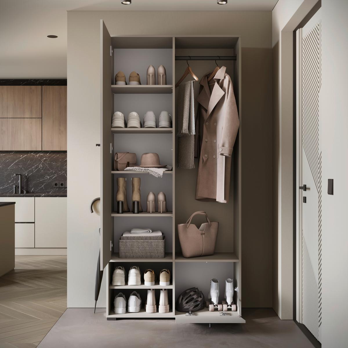 Garderobe Dino Beige-Kaschmir B: 90 Cm - Kaschmir/Beige, Trend, Holzwerkstoff (90/190/33cm)