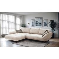 Ecksofa Biarritz, Beige, Braun Schenkel: 205x324 cm - Hellbraun/Beige, Design, Textil (205/324cm) - Livetastic