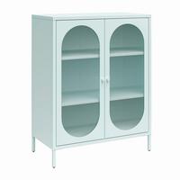 Highboard Luna Blau B: 80cm - Blau/Transparent, Design, Glas/Metall (80/102/40cm) - MID.YOU