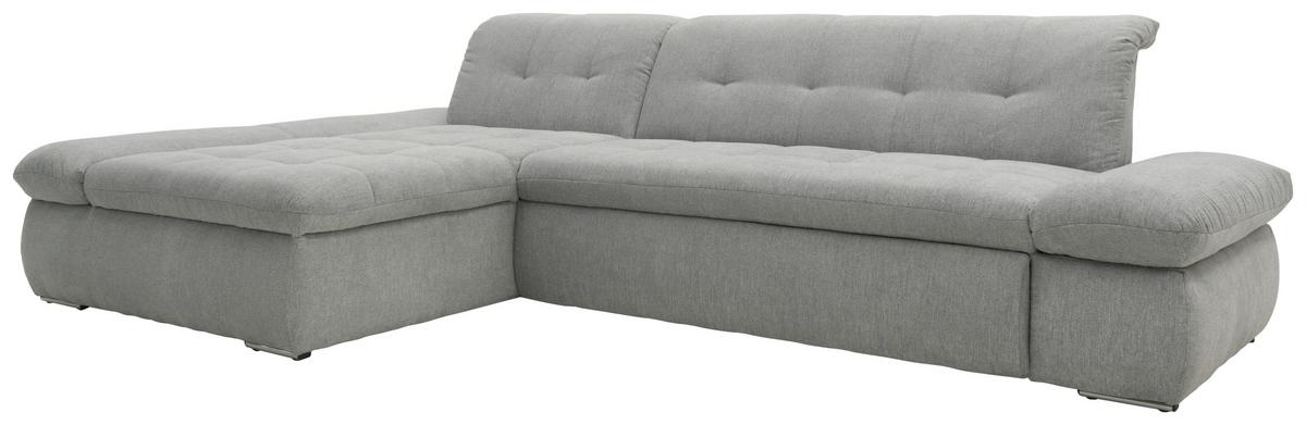 Ecksofa mit Schlaffunktion Moric Grau Mikrofaser - Chromfarben/Grau, KONVENTIONELL, Textil (172/300cm) - MID.YOU