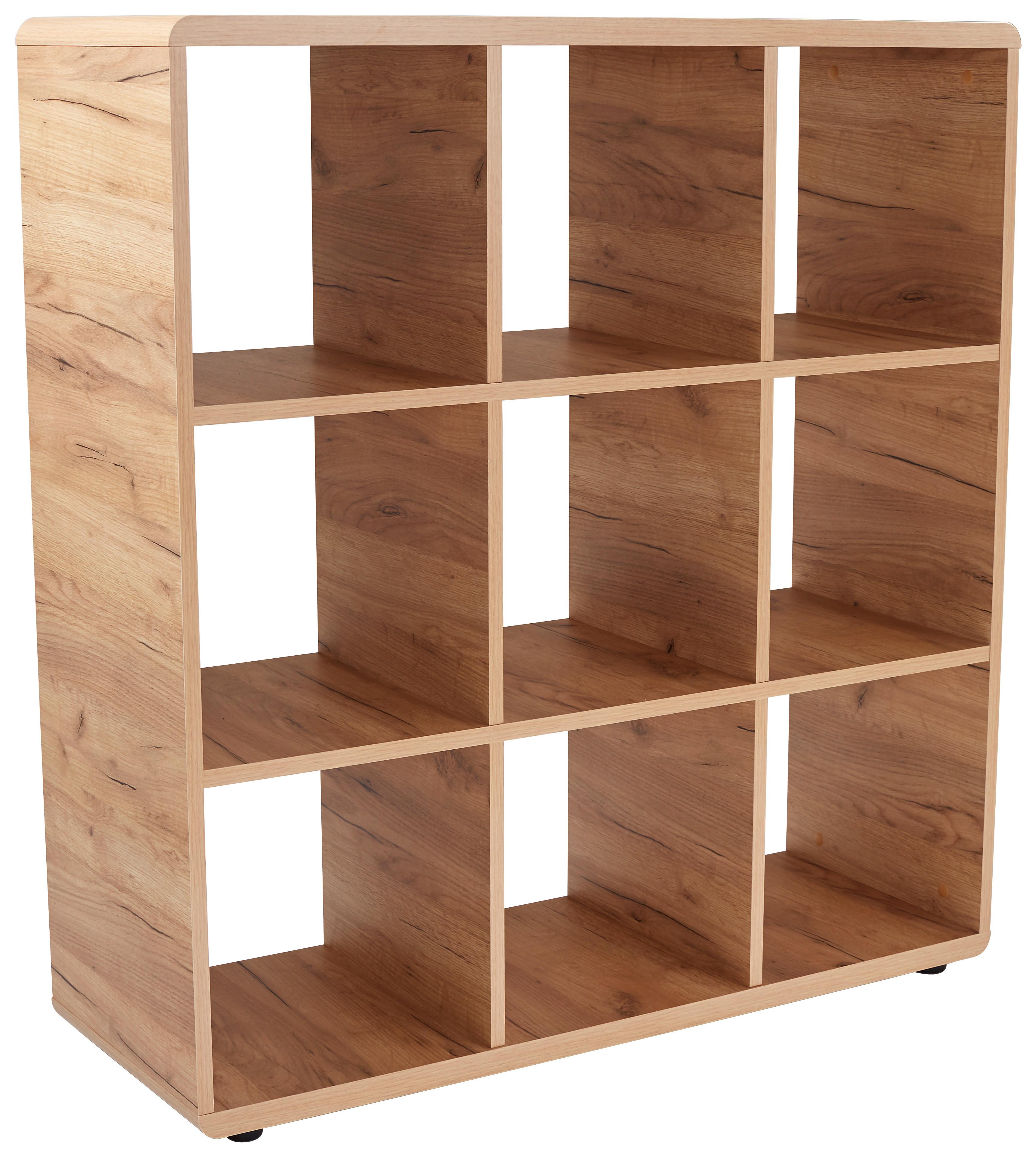 Regal Fontana B 108,8cm, Eiche Dekor - Eichefarben/Schwarz, MODERN, Holzwerkstoff (108,8/110,2/35cm)