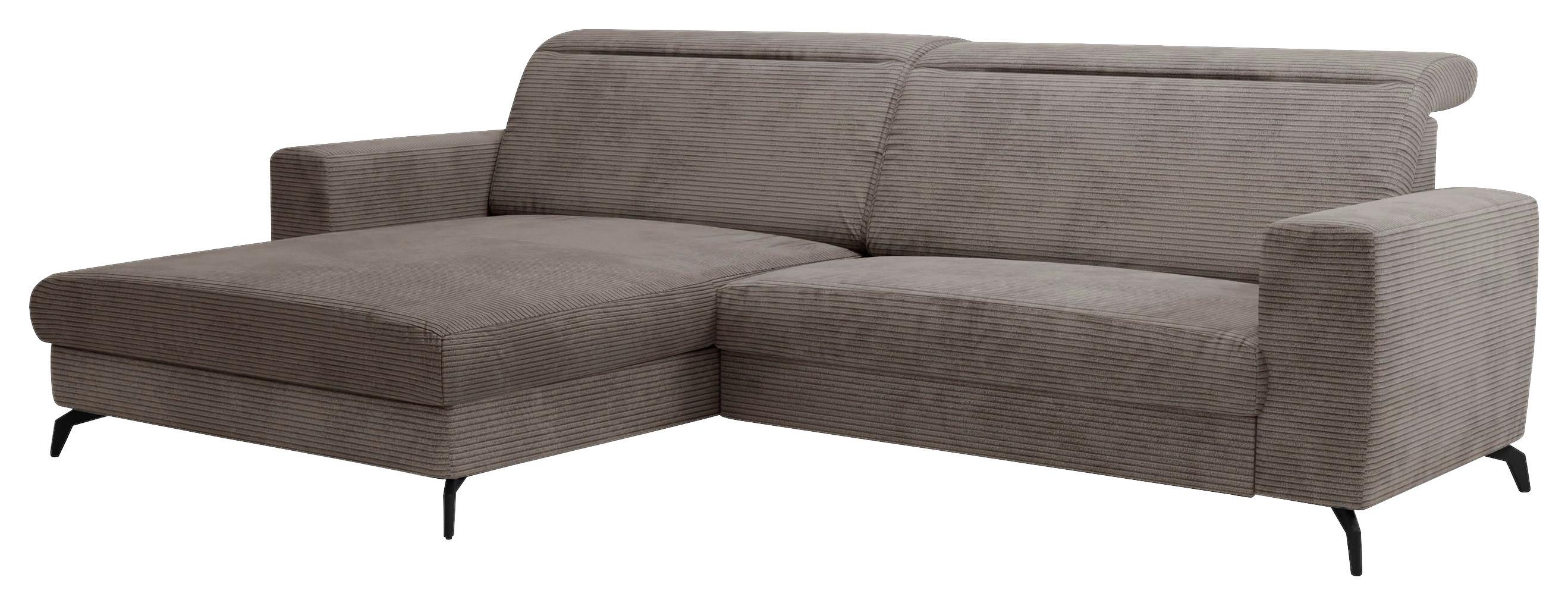 Ecksofa Bolero taupe mit Kopfteilverstellung 178x290 - Taupe/Schwarz, KONVENTIONELL, Textil (178/290cm) - Sit & More