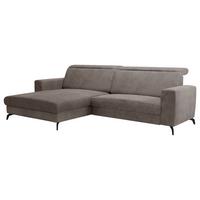 Ecksofa Bolero taupe mit Kopfteilverstellung 178x290 - Taupe/Schwarz, KONVENTIONELL, Textil (178/290cm) - Sit & More