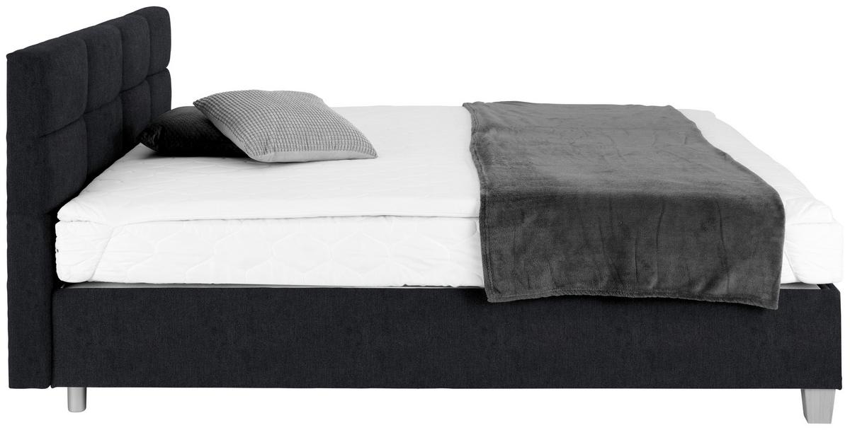 Polsterbett Mit Bettkasten 140x200 Bellagio Schwarz - Buchefarben/Schwarz, KONVENTIONELL, Holz/Textil (140/200cm)