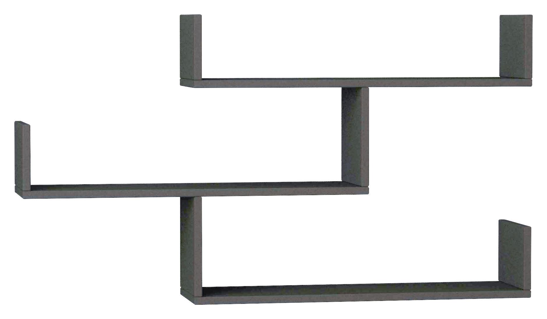 Nástěnný regál, š: 120 cm - antracitová, Design, kompozitní dřevo (120/67/22cm) - Livetastic