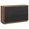 Sideboard 156cm Eiche Dekor, Schwarz Matt - Eichefarben/Schwarz, Design, Holzwerkstoff (156/93/42,5cm)