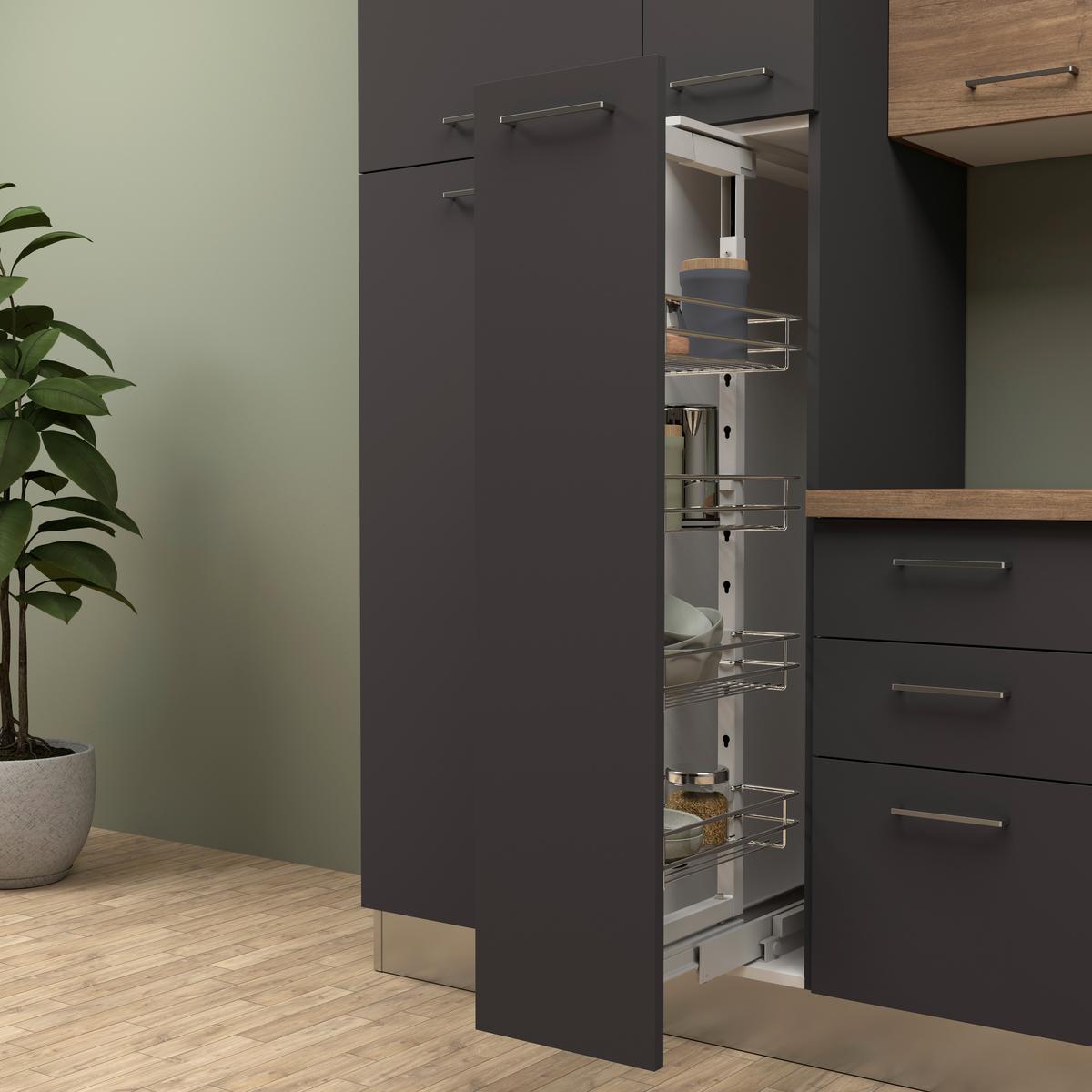 Küchenzeile Freia Mit Kühlschrank 285 Cm - Walnussfarben/Alufarben, LIFESTYLE, Holzwerkstoff/Kunststoff (285cm) - MID.YOU