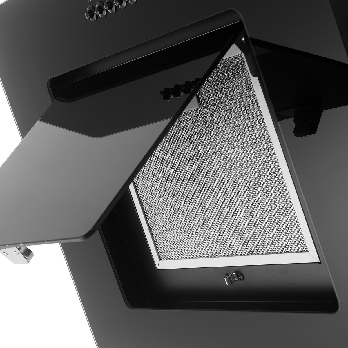 Kopffreihaube Respekta Svea Edelstahl/Glas Schwarz B: 60cm - Schwarz, Trend, Glas/Metall (60/73,9-111,9/34cm) - Respekta