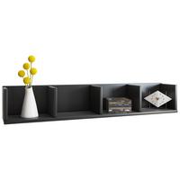 Wandregal Honsa B: 97 cm Schwarz Dekor 4 Fächer - Schwarz, KONVENTIONELL, Holzwerkstoff (97/15/17cm) - MID.YOU