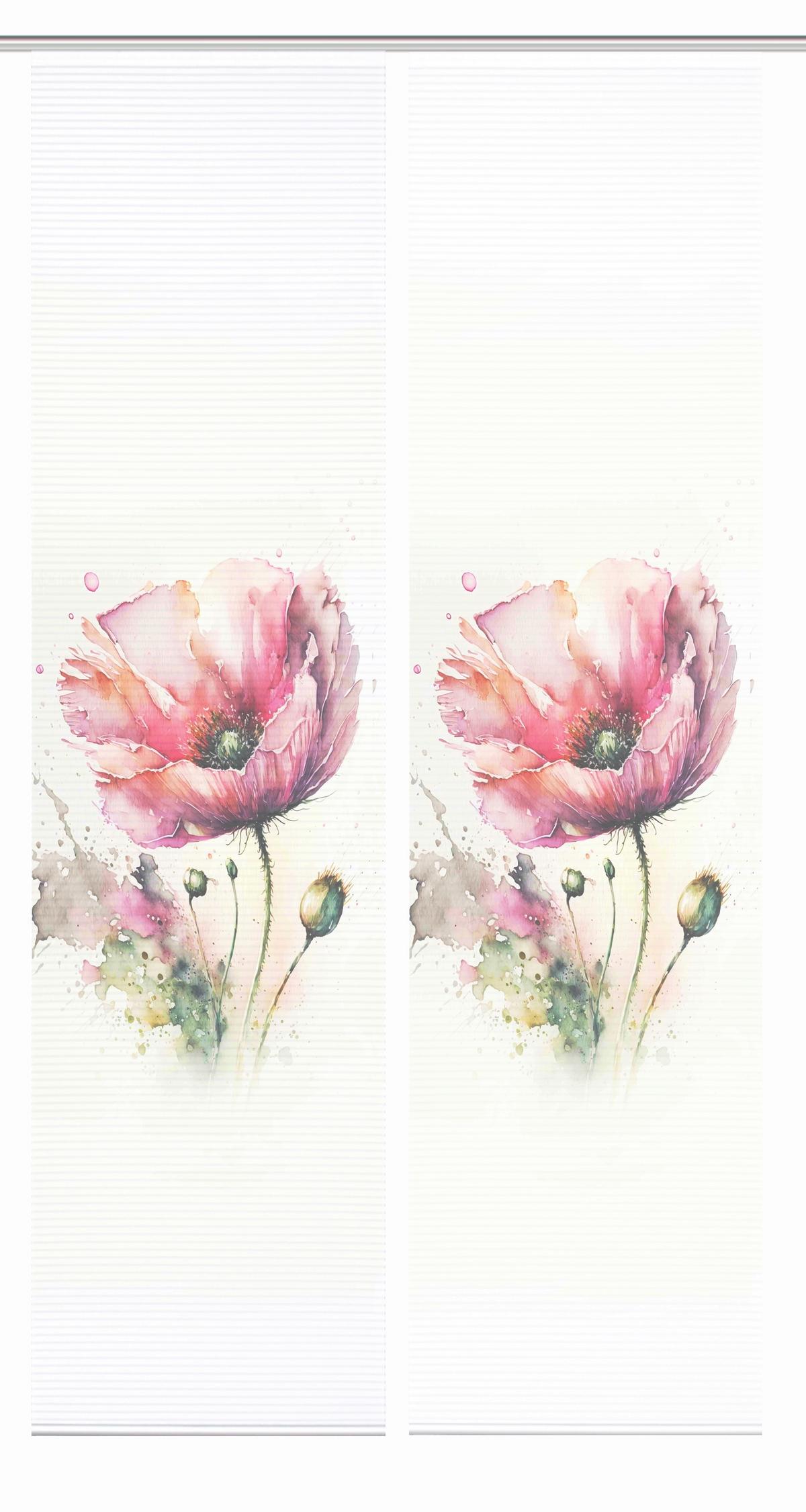 Flächenvorhang Meliora 2er Set - Salbeigrün/Rosa, Natur, Textil (60/245cm)