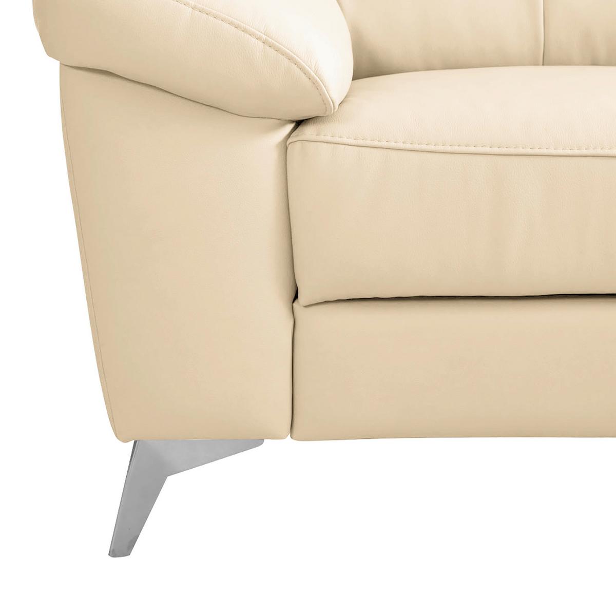 Ecksofa Luna Teilleder Beige 242x194 - Chromfarben/Beige, Design, Leder/Textil (242/194cm) - Livetastic
