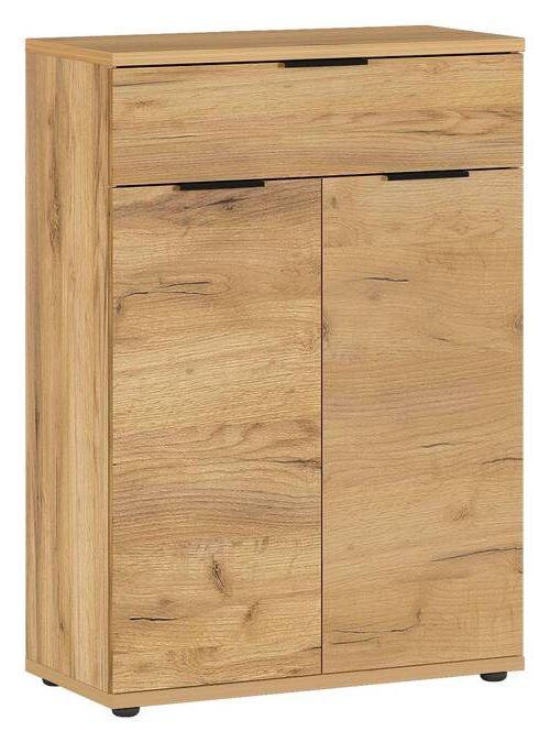 Schuhschrank Gw-Fremont Eiche Dekor mit Lade B: 75 cm - Eichefarben/Schwarz, KONVENTIONELL, Holzwerkstoff (75/108/37cm) - Germania