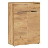 Schuhschrank Gw-Fremont Eiche Dekor mit Lade B: 75 cm - Eichefarben/Schwarz, KONVENTIONELL, Holzwerkstoff (75/108/37cm) - Germania