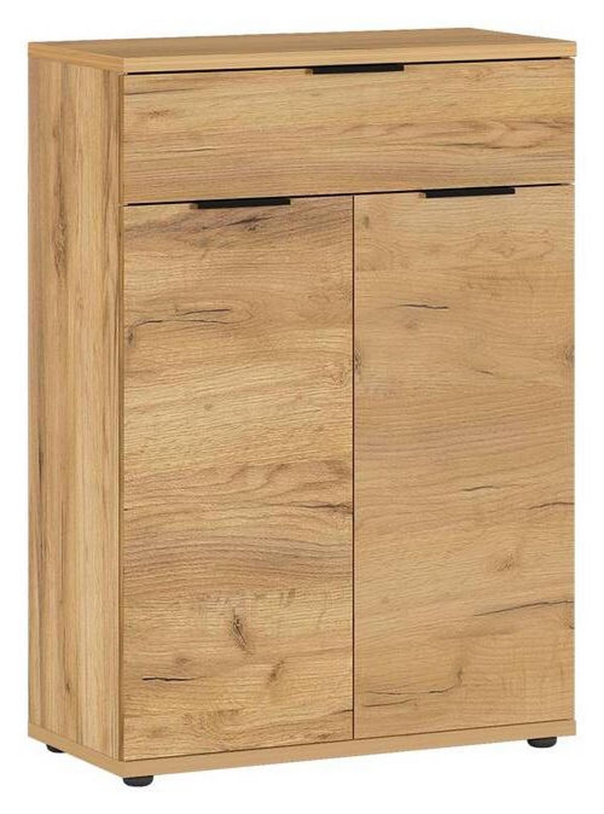 Schuhschrank Gw-Fremont Eiche Dekor mit Lade B: 75 cm - Eichefarben/Schwarz, KONVENTIONELL, Holzwerkstoff (75/108/37cm) - Germania