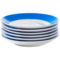 Untertassenset Blau Weiß 6-teilig D: 15,5 cm - Blau/Weiß, Basics, Keramik (15,5cm) - Van Well