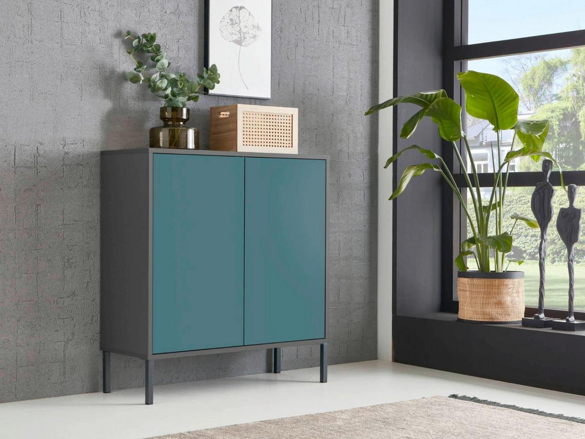 Sideboard Mailand Anthrazit/petrol B: 184,5cm - Anthrazit/Petrol, MODERN, Holzwerkstoff (184,5/86/33cm) - MID.YOU