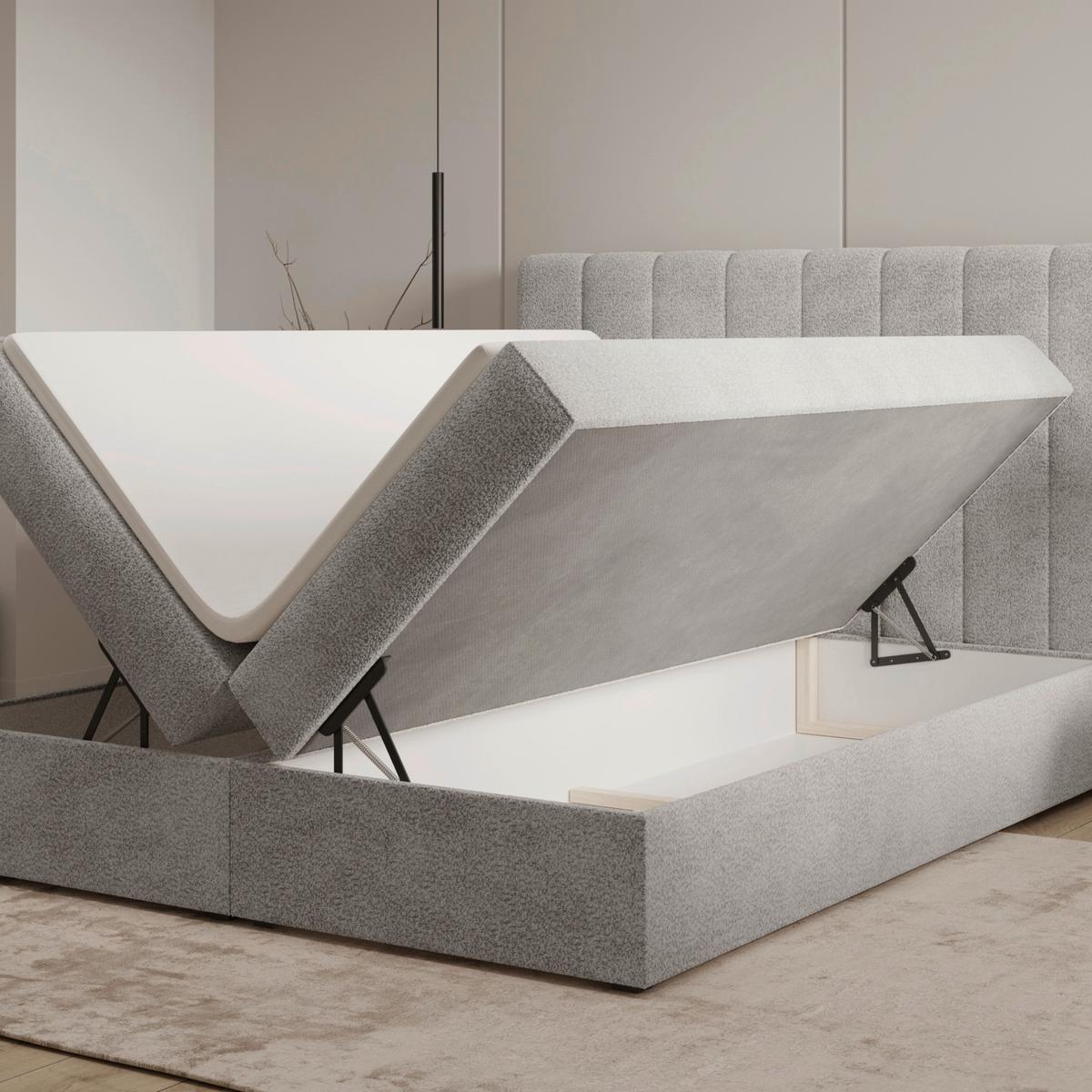 Boxbett Paris Lf: 140x200 Grau - Schwarz/Grau, MODERN, Holz/Kunststoff (140/200cm) - MID.YOU