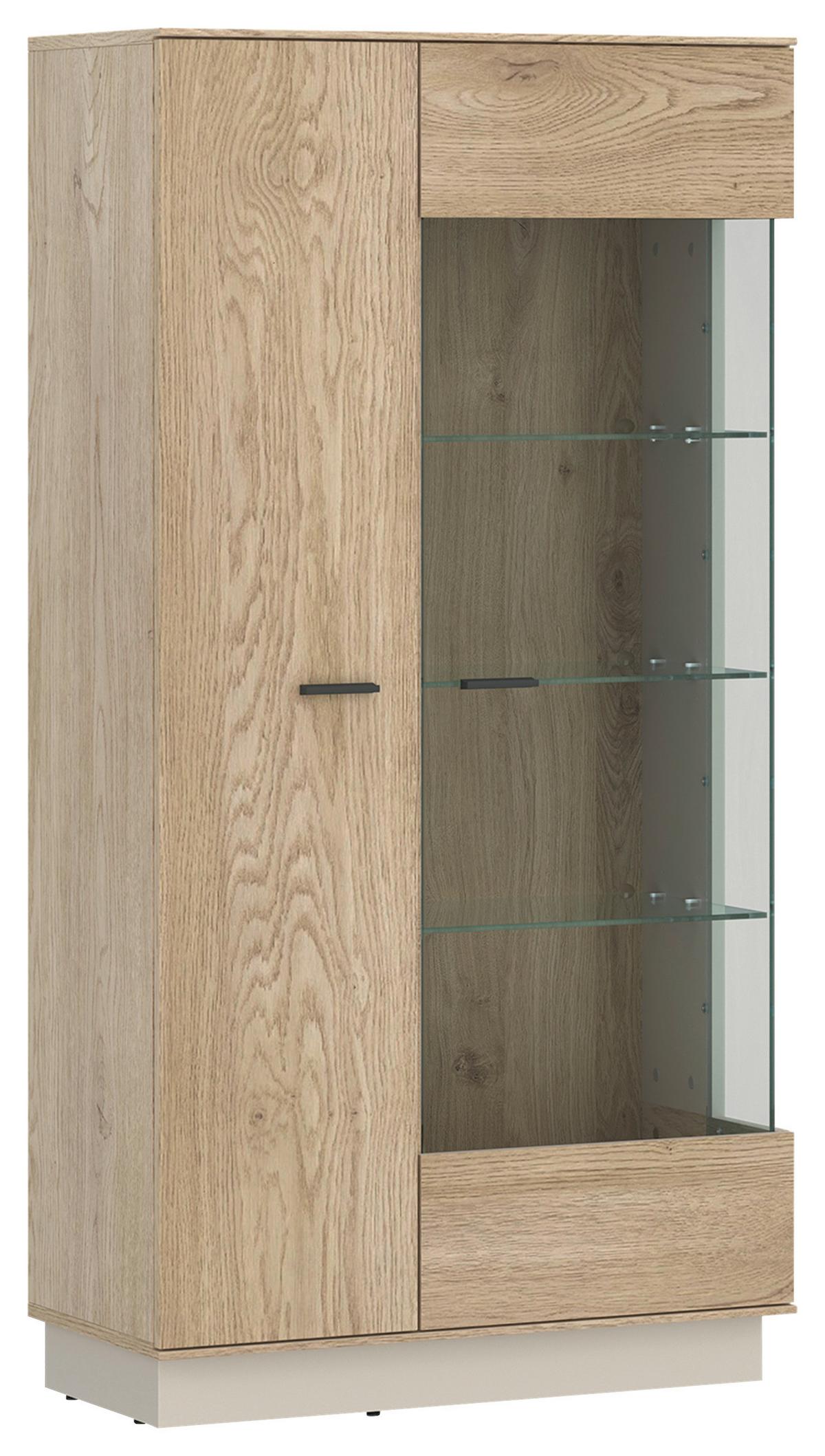 Vitrin Lagoon - kasmírszínű/tölgyfa színű, Modern, faalapú anyag/Üveg (75/150/40cm)