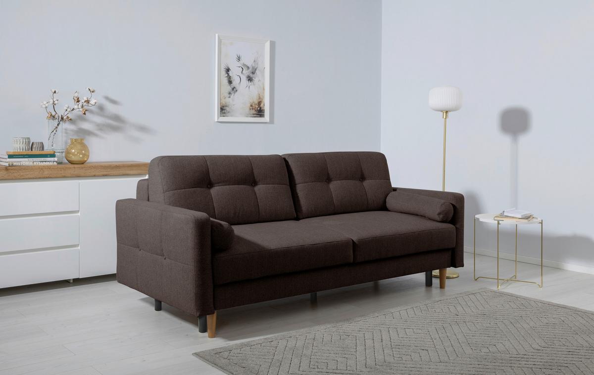 Schlafsofa Noret, Grau B: 222 Cm - Buchefarben/Grau, Design, Textil (222/93/99cm) - MID.YOU