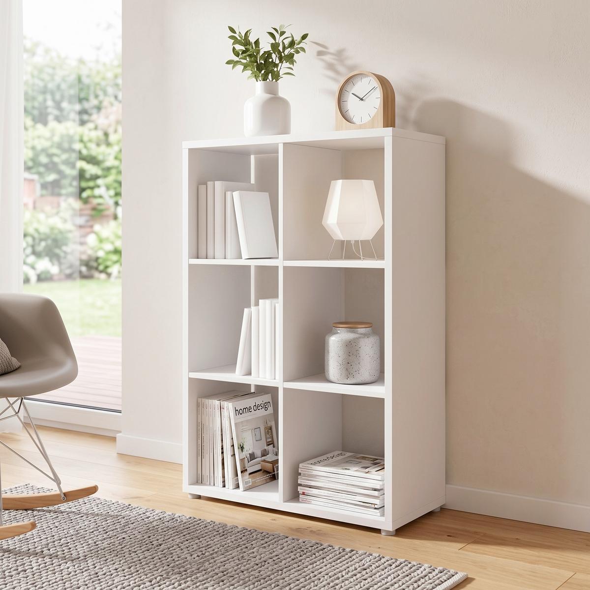 REGAL NIZZA TYP 11 - Silberfarben/Weiß, MODERN, Holzwerkstoff (72/108,5/33cm) - MID.YOU
