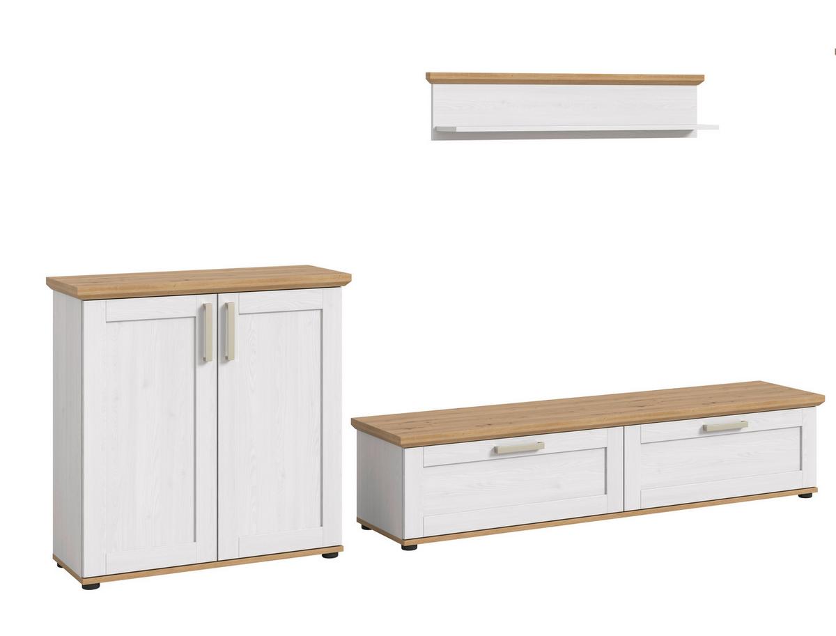 Wohnwand Verona Lärchefarben /Eiche Dekor B: 260cm - Lärchefarben/Schwarz, Design, Holzwerkstoff (260/151/40cm) - Livetastic
