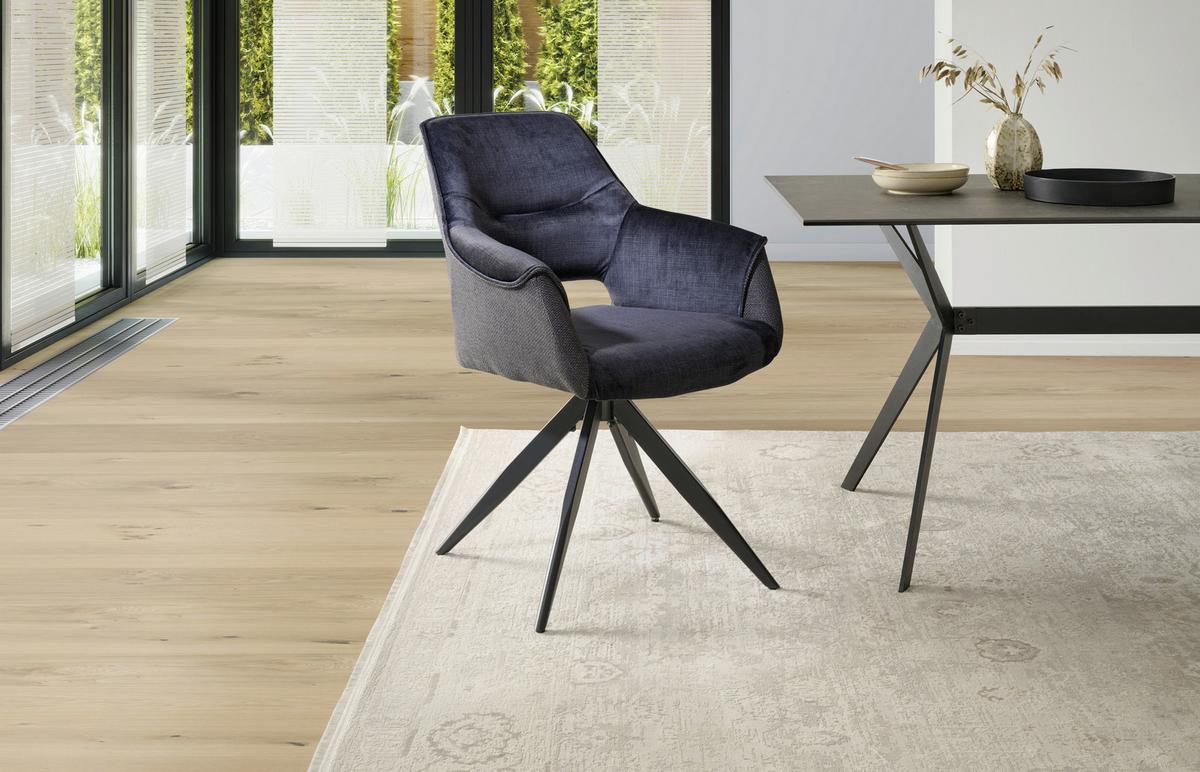 Armlehnstuhl Kiran Samt Dunkelgrau, B: 62 Cm - Dunkelgrau/Schwarz, KONVENTIONELL, Textil/Metall (62/86/64cm) - MID.YOU