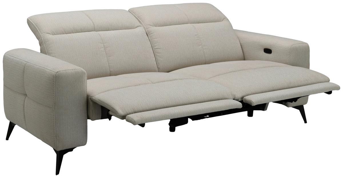 Sofa Chicago Chenille beige, B: 206cm - Beige/Schwarz, MODERN, Holz/Kunststoff (206/78/107cm)