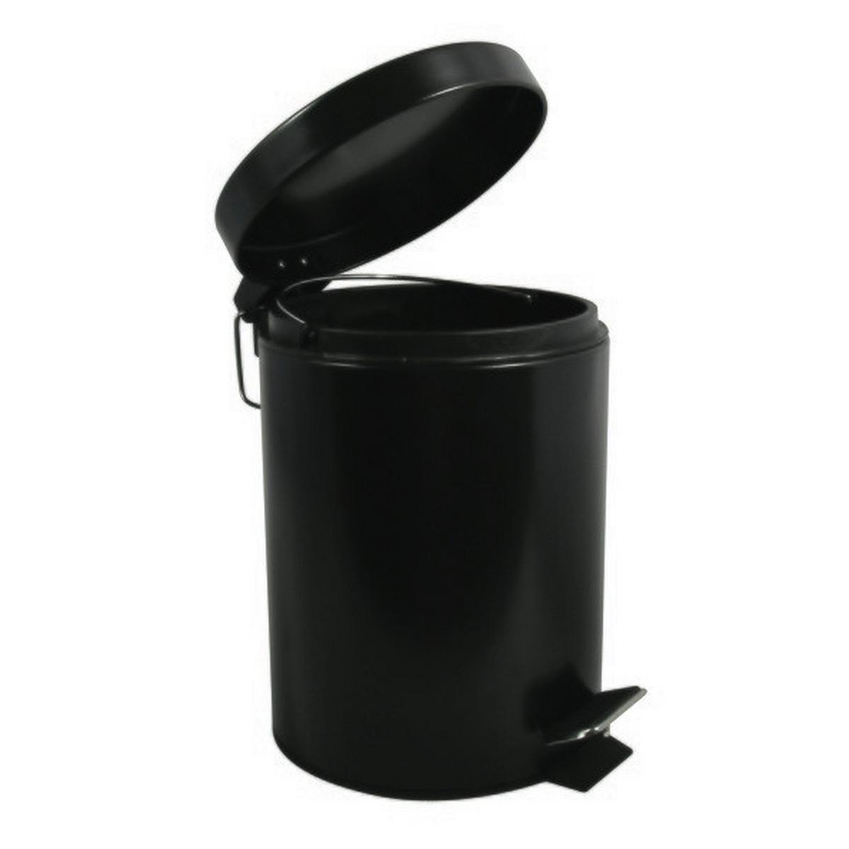 Kosmetikeimer Unis 5l Schwarz Metall DxH 20,5x27,7 - Schwarz, Basics, Kunststoff/Metall (20,5/27,7cm)